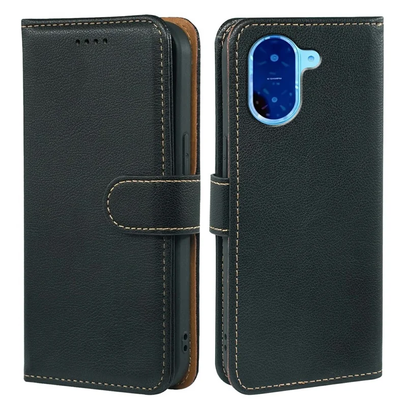 For Xiaomi Redmi A5 NFC (EU) (173.45mm) Case RFID Blocking Wallet Litchi Texture Leather Phone Cover Magnetic Clasp - Black