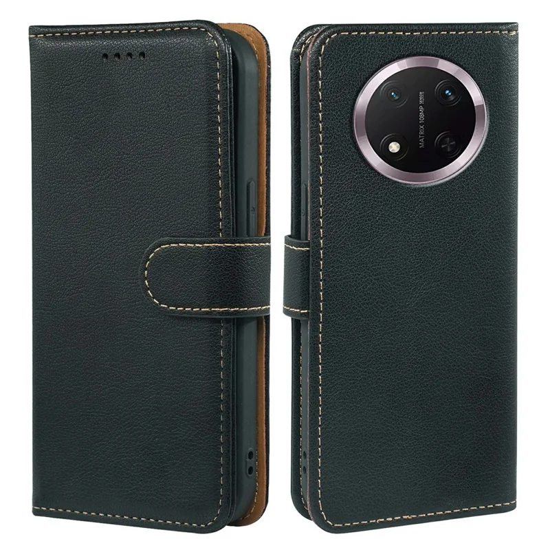 For Honor Magic7 Lite 5G  /  X9c 5G  /  X60 Pro 5G Case RFID Blocking Wallet Litchi Texture Leather Phone Cover Magnetic Clasp - Black