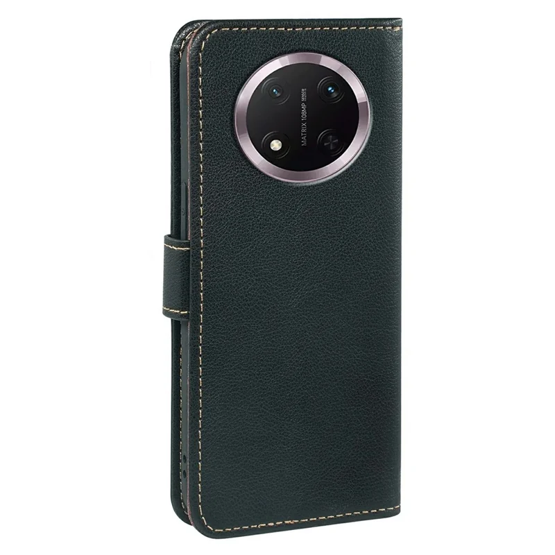 For Honor Magic7 Lite 5G  /  X9c 5G  /  X60 Pro 5G Case RFID Blocking Wallet Litchi Texture Leather Phone Cover Magnetic Clasp - Black