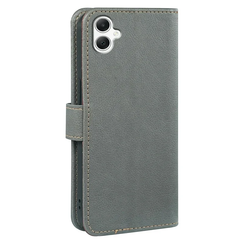 For Samsung Galaxy A06 4G Case RFID Blocking Wallet Litchi Texture Leather Phone Cover Magnetic Clasp - Grey