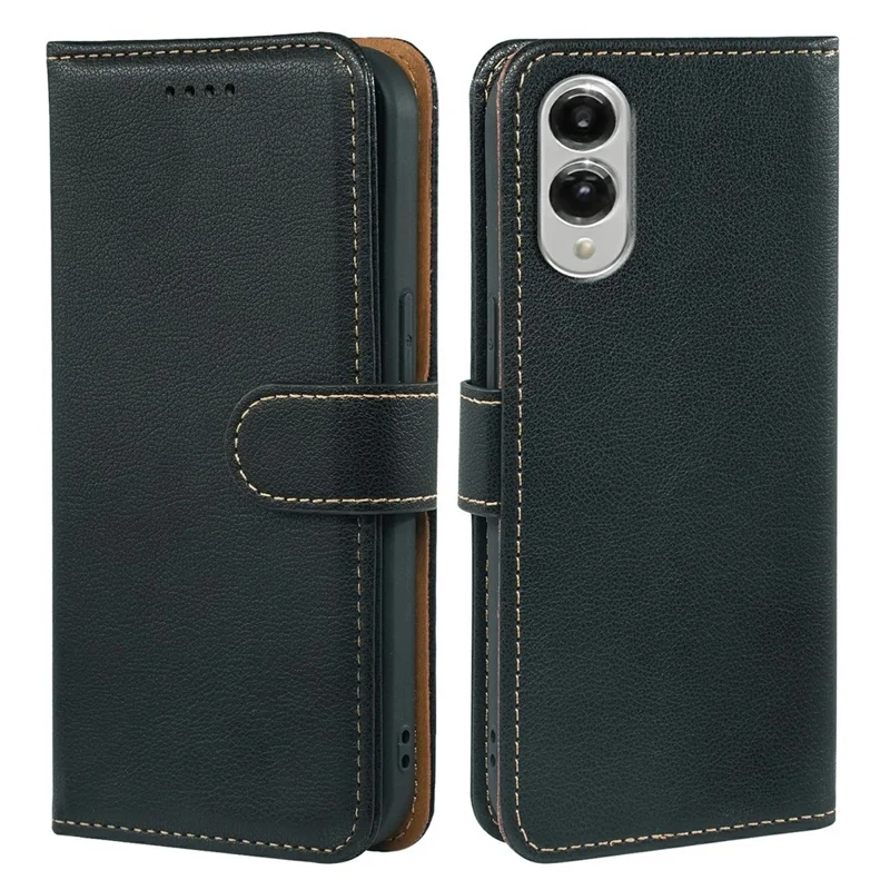 Capa para Samsung Galaxy S25 Edge com Carteira Bloqueadora de RFID, Textura de Couro Lichi, Fecho Magnético - Preto