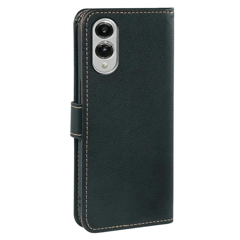 Capa para Samsung Galaxy S25 Edge com Carteira Bloqueadora de RFID, Textura de Couro Lichi, Fecho Magnético - Preto