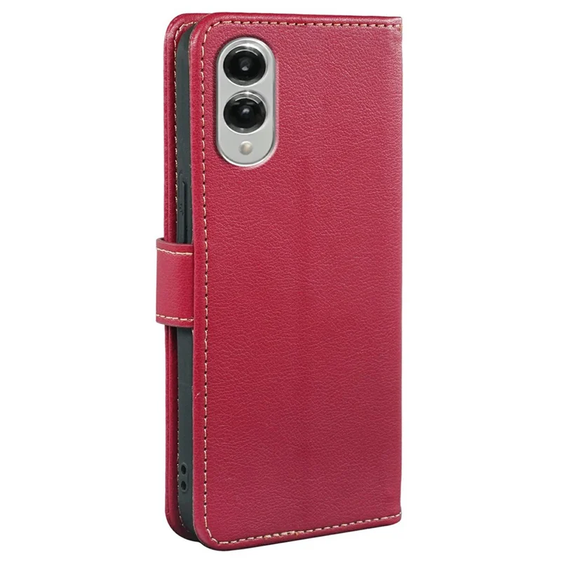 For Samsung Galaxy S25 Edge Case RFID Blocking Wallet Litchi Texture Leather Phone Cover Magnetic Clasp - Red
