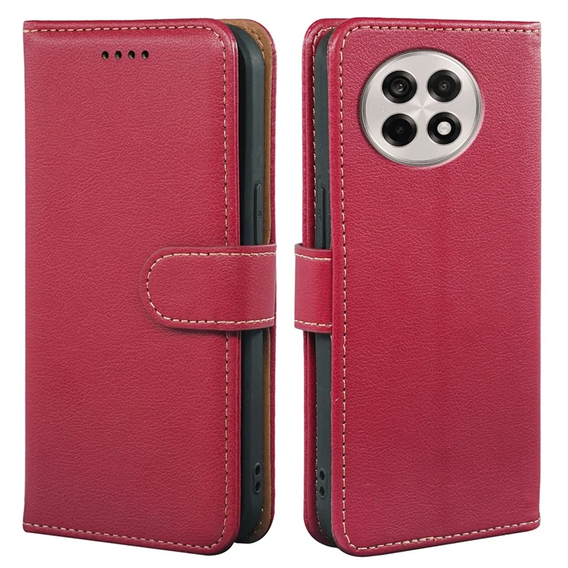 Étui portefeuille pour OnePlus Ace 5 5G / Ace 5 Pro 5G / 13R 5G avec blocage RFID, texture de cuir façon litchi, fermeture magnétique - Rouge