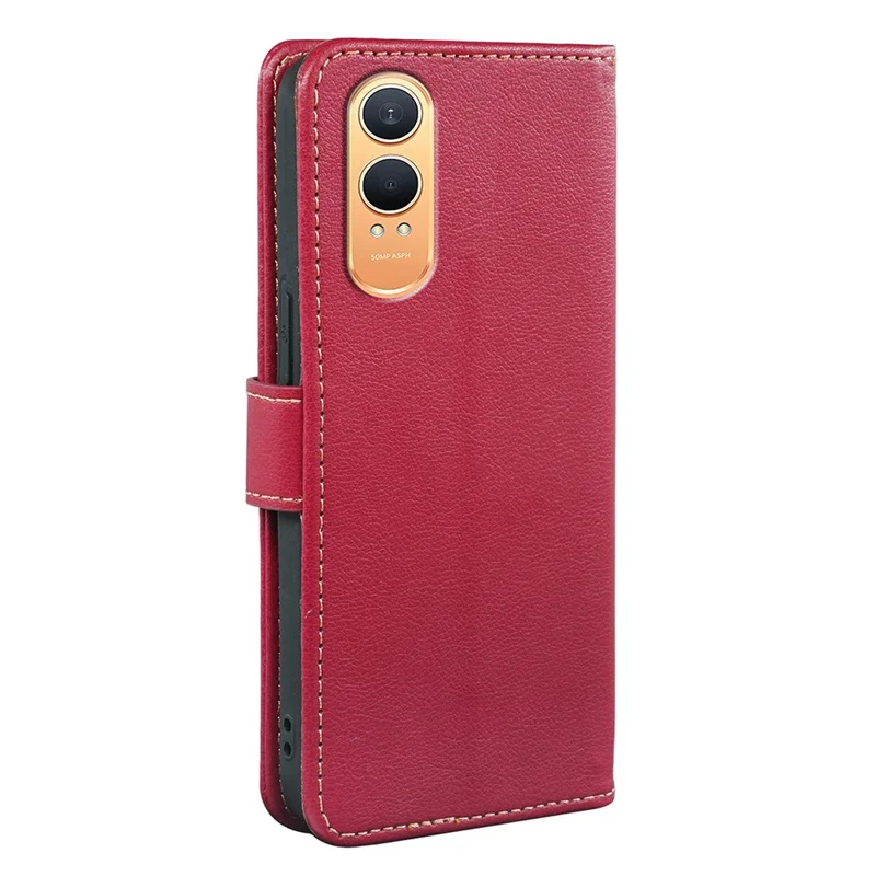 For OnePlus Nord CE4 Lite 5G / Oppo K12x 5G (China) Case RFID Blocking Wallet Litchi Texture Leather Phone Cover Magnetic Clasp - Red