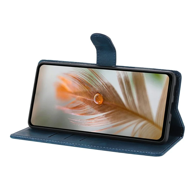 For iPhone 17 Hoesje met Afdruk van Veer PU Leer Portemonnee Telefoonhoesje met Polsbandje - Donkerblauw