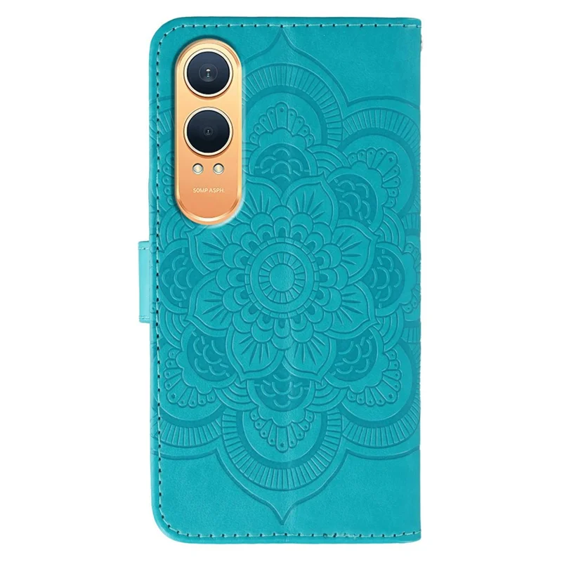 Cover per OnePlus Nord CE4 Lite 5G / Oppo K12x 5G (Cina) con Strass, Design Mandala Stampato, Custodia in Pelle PU con Cinturino da Polso - Blu