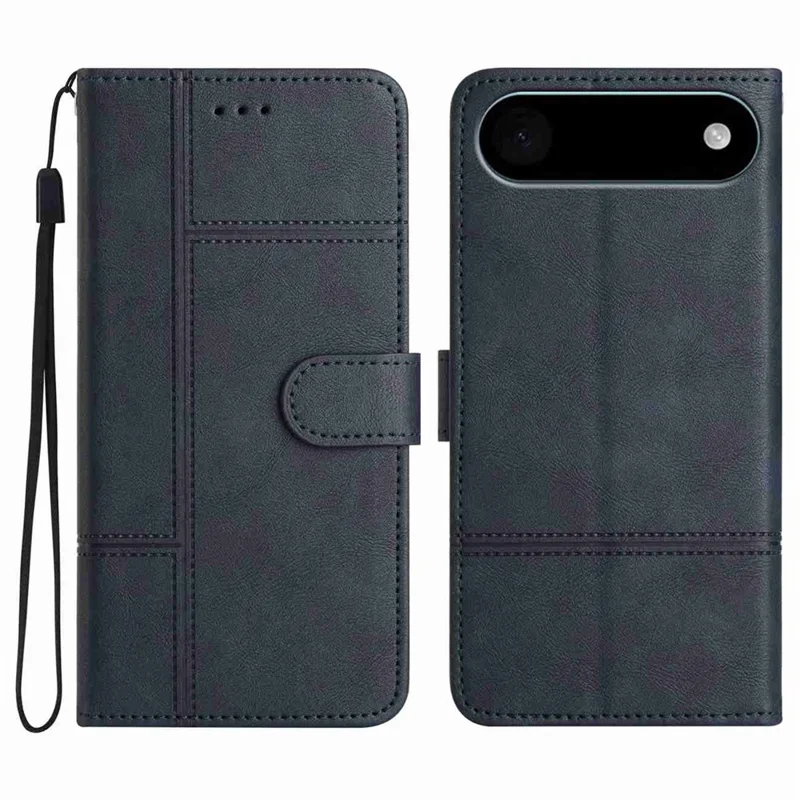 Capa de couro PU com textura de couro de vaca impressa para iPhone 17 Air Wallet - Azul