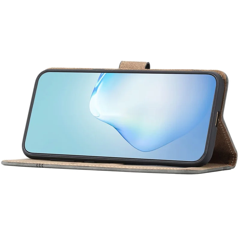 Til iPhone 17 Pro Max Wallet Case med syede linjer og præget kuemønster i PU-læder til telefon - Blå