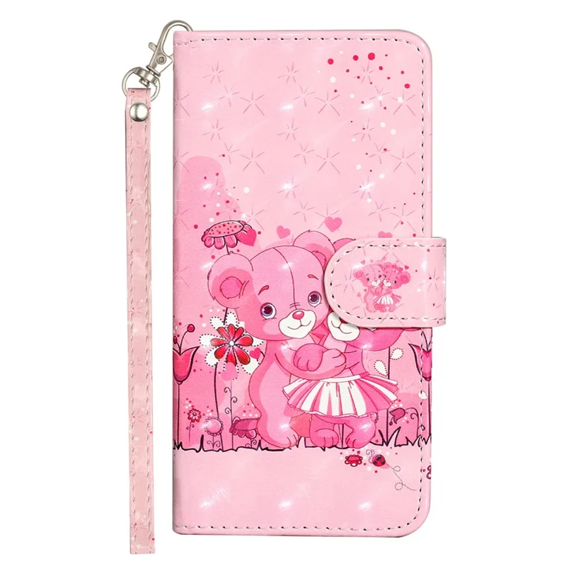 For iPhone 18 Pro / 17 Pro Wallet Case 3D Pattern Printed Leather Phone Cover with Strap - Bears