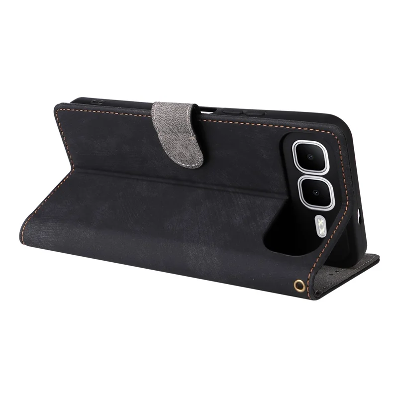 For Infinix Smart 10 Plus Case Wallet RFID Blocking PU Leather Phone Cover Stand with Strap - Black