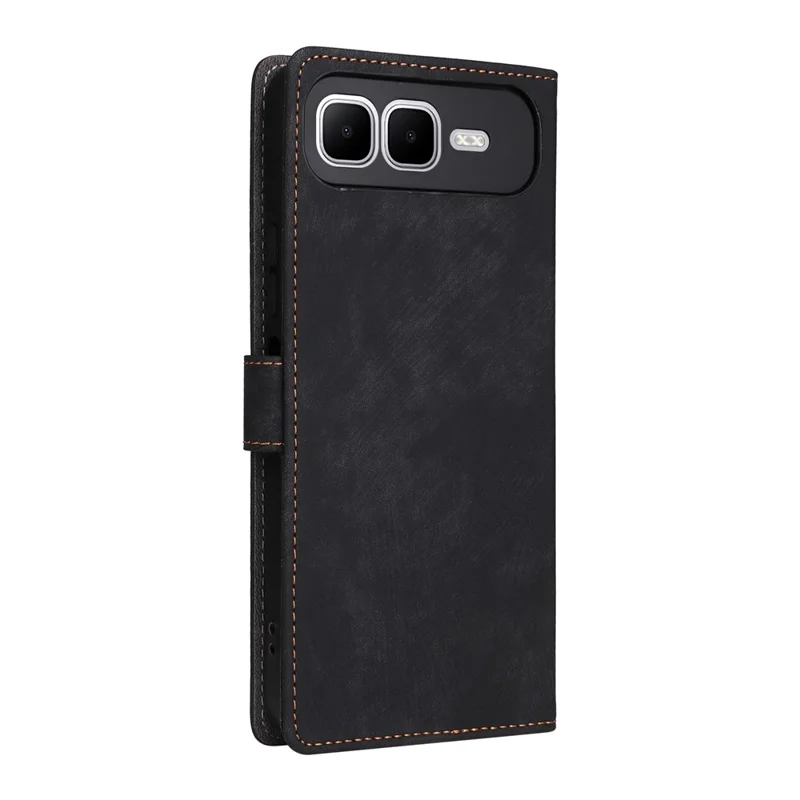 For Infinix Smart 10 Plus Case Wallet RFID Blocking PU Leather Phone Cover Stand with Strap - Black