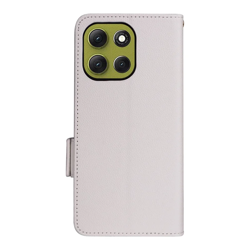 Per Motorola Moto G86 Power 5G Custodia con cinturino da polso Texture Litchi Custodia in pelle PU Portafoglio - Bianco