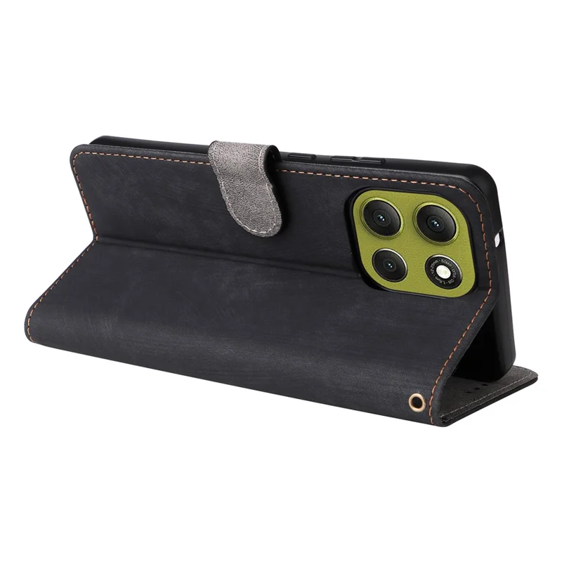 Cover a portafoglio per Motorola Moto G86 Power 5G con blocco RFID, in pelle PU, con supporto e cinturino - Nero