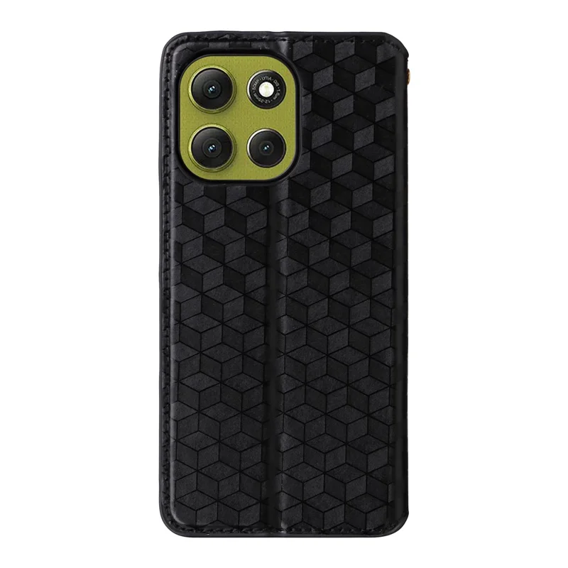 Pour Motorola Moto G86 Power 5G Étui Portefeuille en Cuir Imprimé Losange - Noir