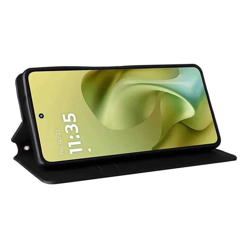 Pour Motorola Moto G86 Power 5G Étui Portefeuille en Cuir Imprimé Losange - Noir