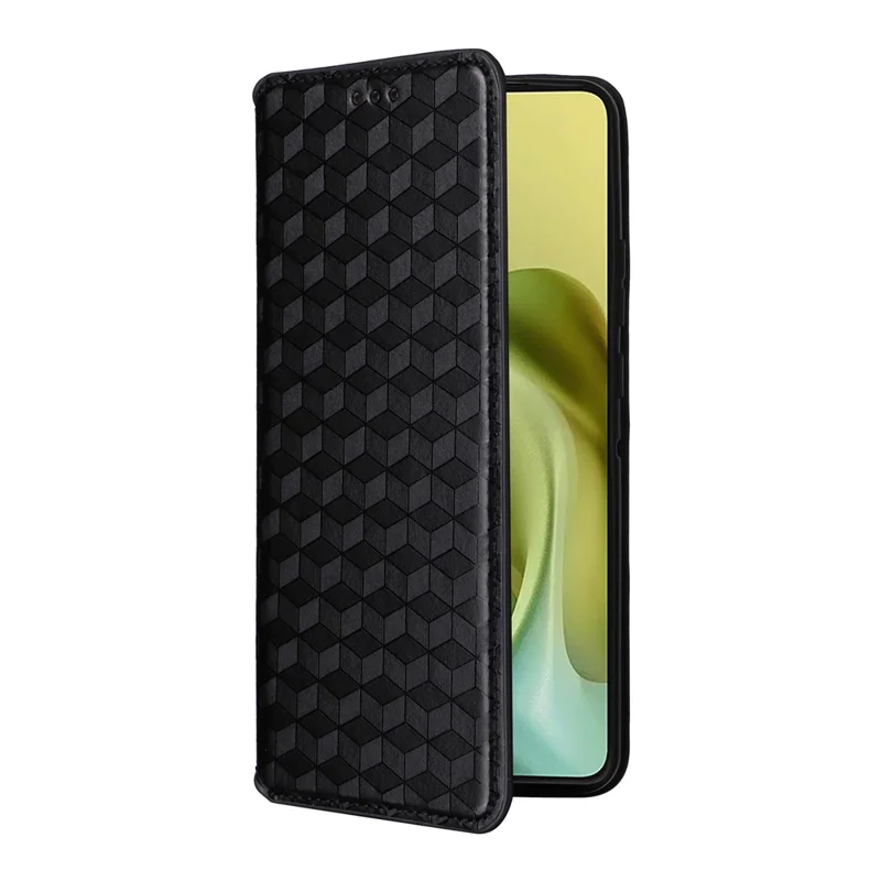 Pour Motorola Moto G86 Power 5G Étui Portefeuille en Cuir Imprimé Losange - Noir