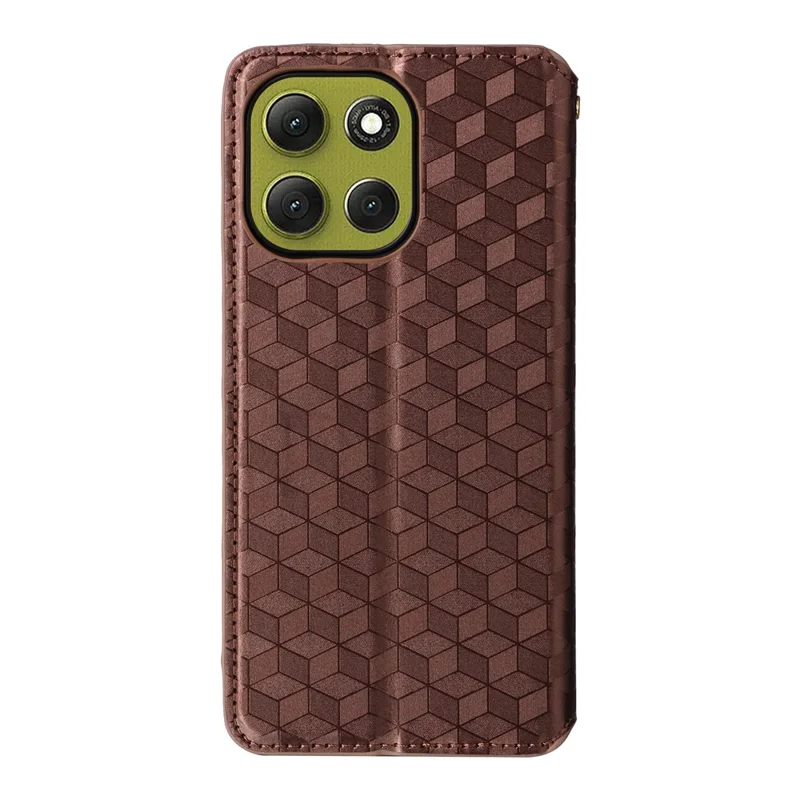 Pour Motorola Moto G86 Power 5G Étui Portefeuille en Cuir Imprimé Losange - Marron