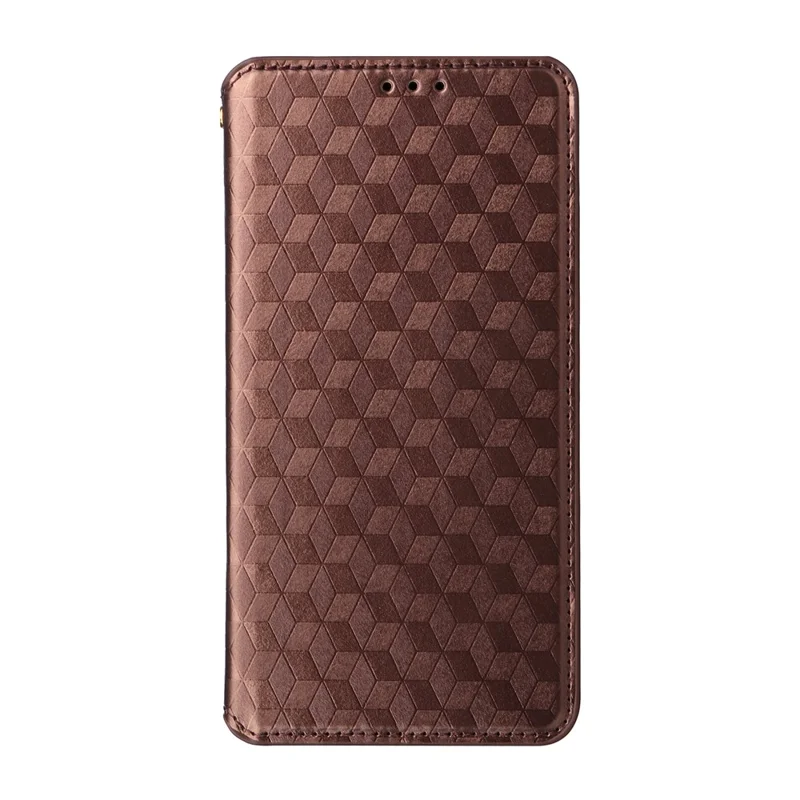 Pour Motorola Moto G86 Power 5G Étui Portefeuille en Cuir Imprimé Losange - Marron
