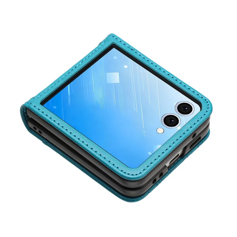 For Samsung Galaxy Z Flip7 5G Case Butterfly Flower Imprinted Leather Phone Cover - Blue