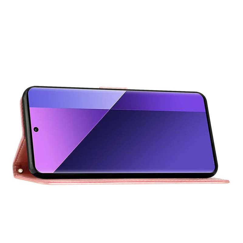 Para Oppo Reno14 F 5G Capa Carteira de Couro com Borboleta e Flor Impressa e Alça - Dourado Rosa