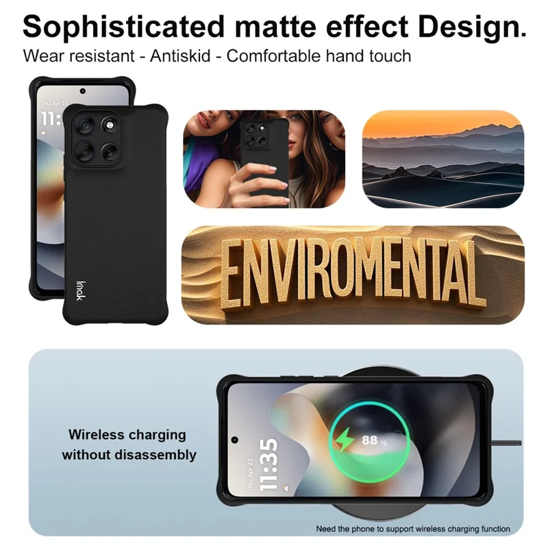 Funda IMAK para Motorola Moto G86 5G de TPU con Protección Antichoque - Negro Mate
