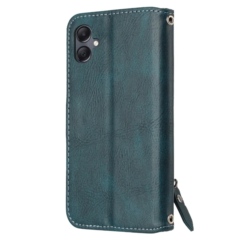 Cover per Samsung Galaxy A07 / A06 5G con Portafogli e Tasca con Cerniera in Pelle, Cinturino da Polso - Verde Scuro