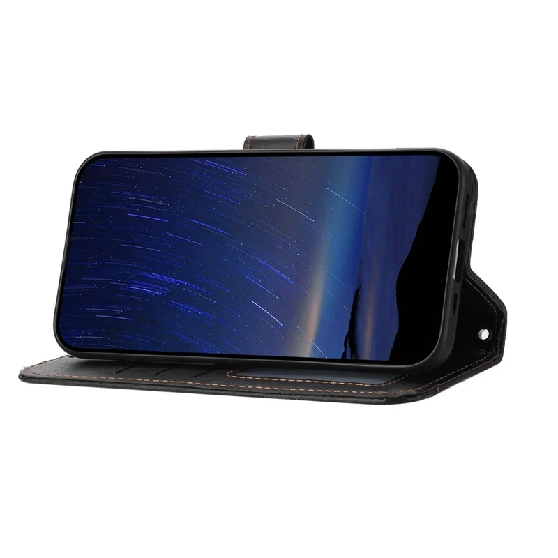For Samsung Galaxy A17 5G /  A26 5G Case Zipper Pocket Wallet Leather Phone Cover with Wrist Strap - Black