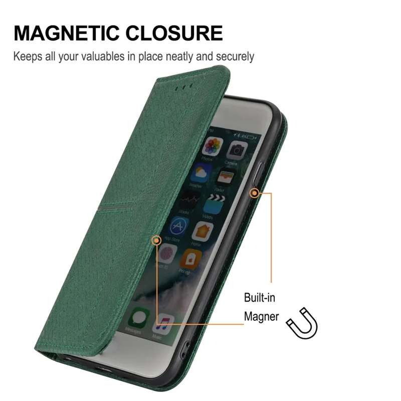 For Samsung Galaxy A07 4G / A06 4G / 5G Case Woven Texture PU Leather Wallet Phone Cover with Wrist Strap - Green