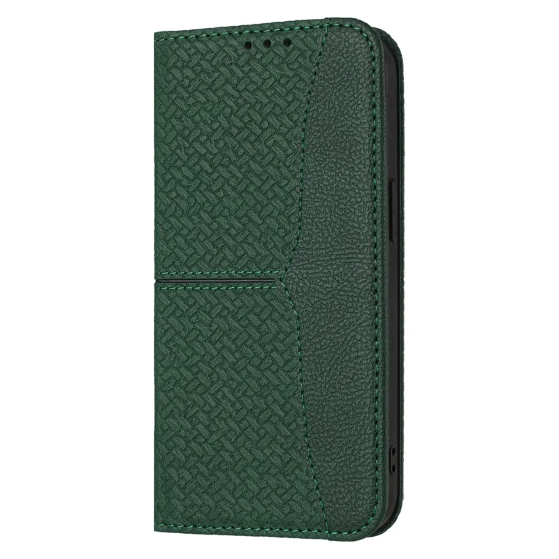 For Samsung Galaxy A07 4G / A06 4G / 5G Case Woven Texture PU Leather Wallet Phone Cover with Wrist Strap - Green