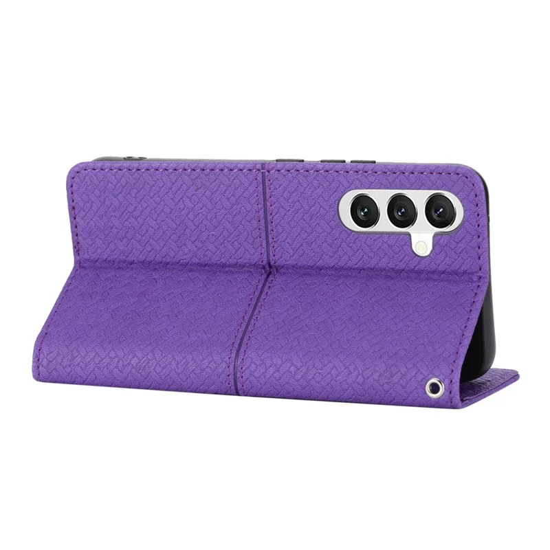 Cover per Samsung Galaxy A17 5G / A26 5G con Texture Intrecciata in Pelle PU, Portafoglio con Cinturino da Polso - Viola