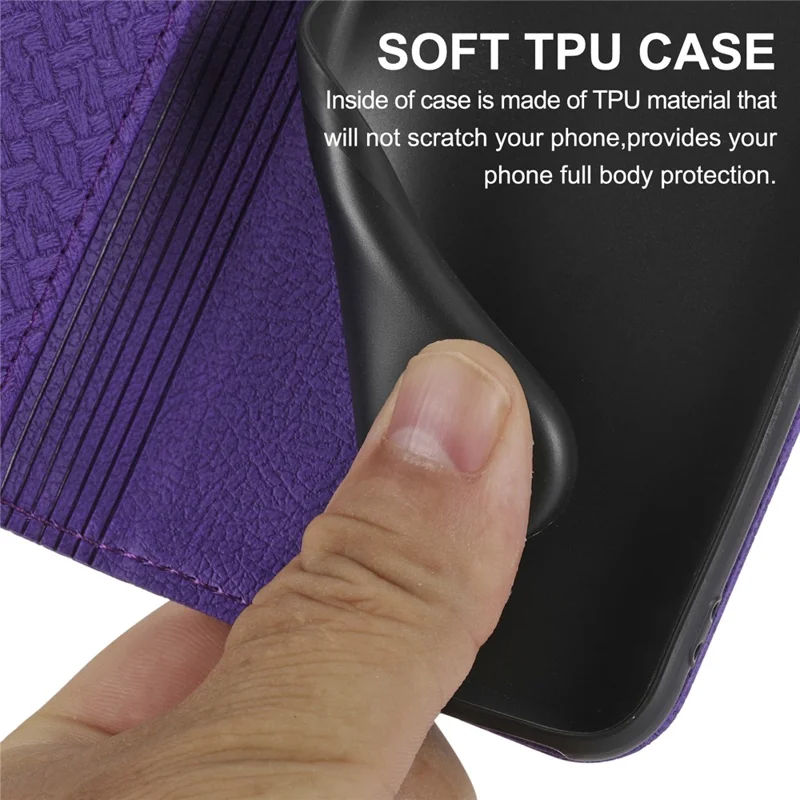 Cover per Samsung Galaxy A17 5G / A26 5G con Texture Intrecciata in Pelle PU, Portafoglio con Cinturino da Polso - Viola