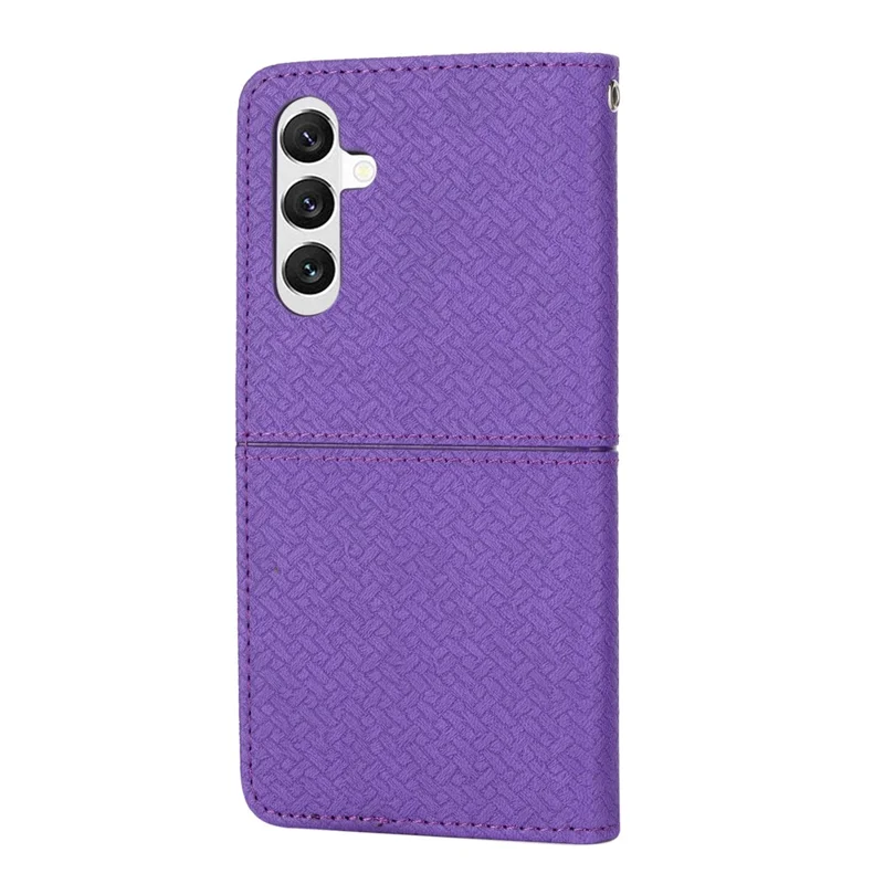 Cover per Samsung Galaxy A17 5G / A26 5G con Texture Intrecciata in Pelle PU, Portafoglio con Cinturino da Polso - Viola