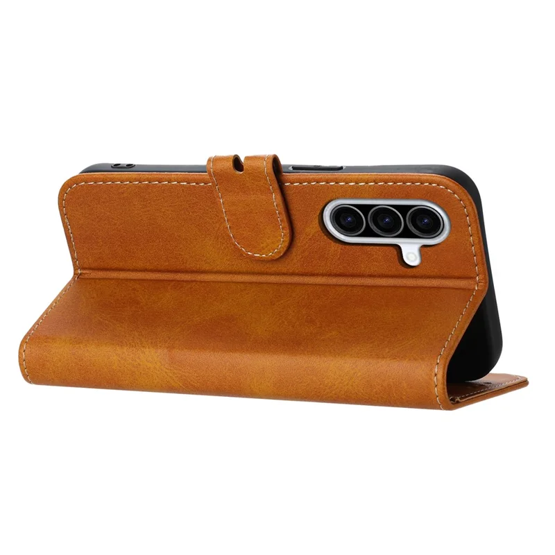 Cover per Samsung Galaxy A17 5G / A26 5G con Motivo Gatto Felice Stampato - Custodia a Portafoglio in Pelle - Giallo