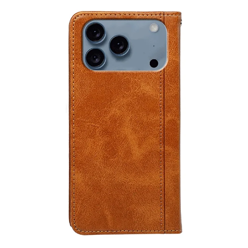 For iPhone 17 Pro Max Case Hidden Magnetic Closure Calf Texture Leather Phone Cover - Yellow