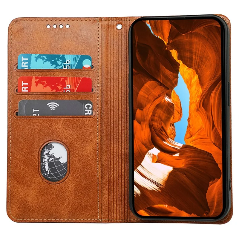 Voor iPhone 17 Pro hoesje met verborgen magnetische sluiting Kalfsleren textuur Leren telefoonhoes - Geel