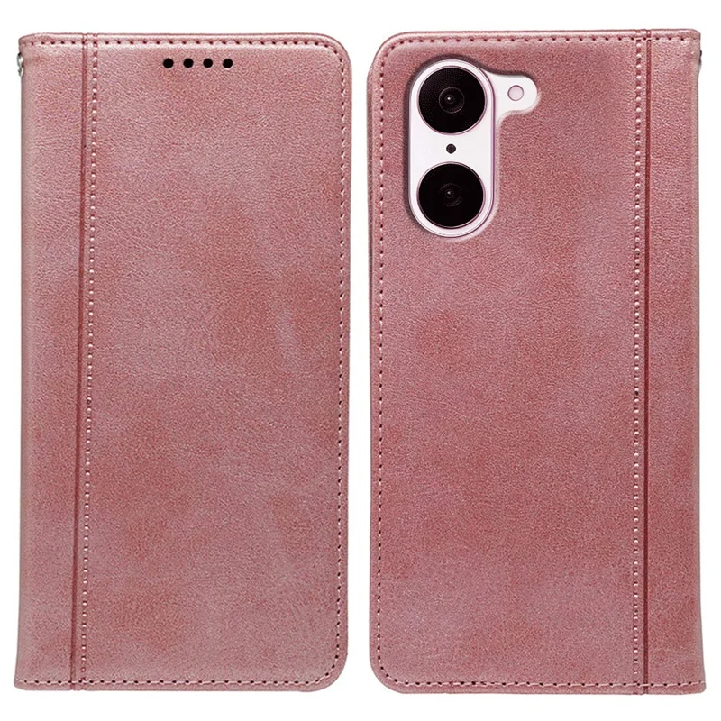 For OnePlus Nord CE5 5G / Ace 5 Racing 5G Case Hidden Magnetic Closure Calf Texture Leather Phone Cover - Rose Gold