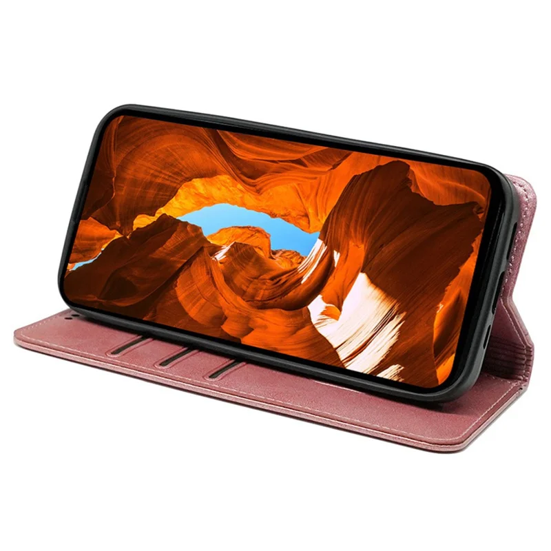 For OnePlus Nord CE5 5G / Ace 5 Racing 5G Case Hidden Magnetic Closure Calf Texture Leather Phone Cover - Rose Gold