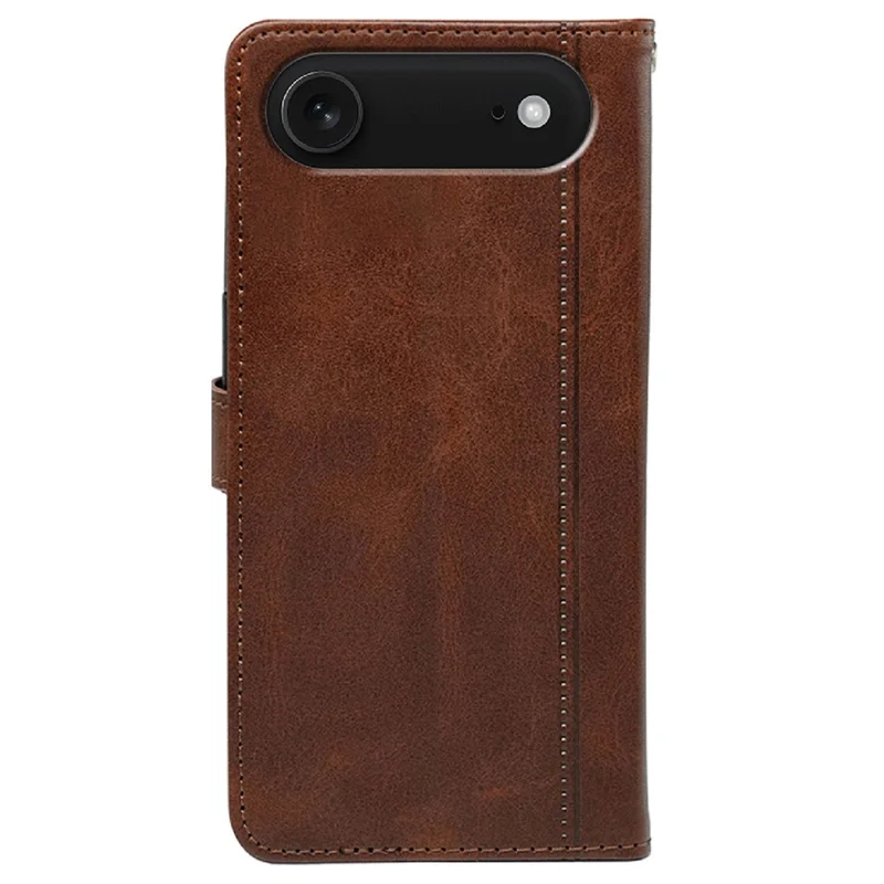 For iPhone Air Case Calf Texture Leather Stand Book Style Phone Cover - Brown