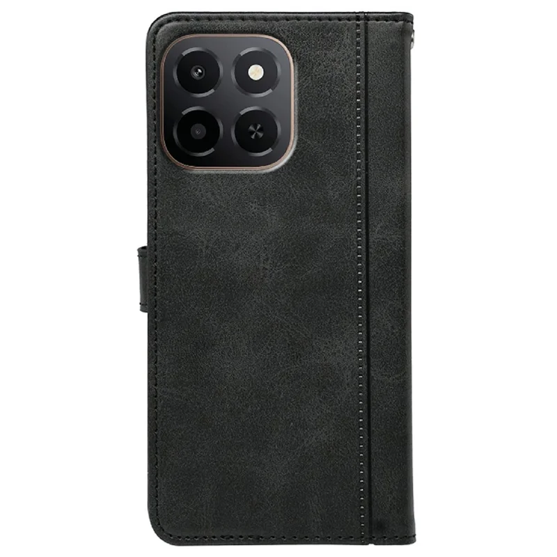 For Honor X6c 4G Case Calf Texture Leather Stand Book Style Phone Cover - Black