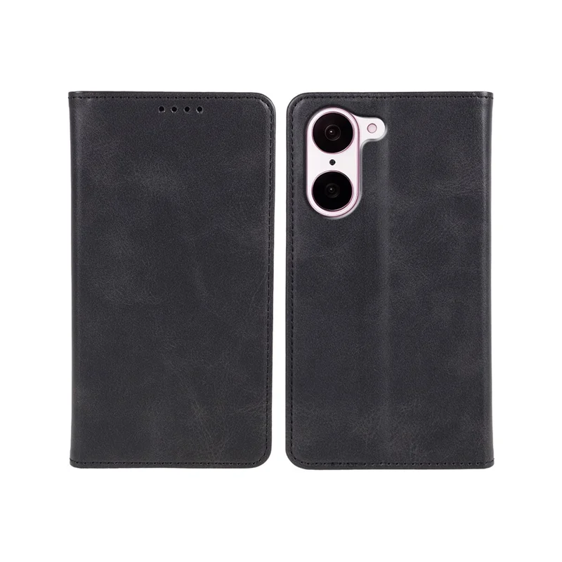 For OnePlus Nord CE5 5G Case Strong Magnetic PU Leather Phone Cover Calf Texture - Black