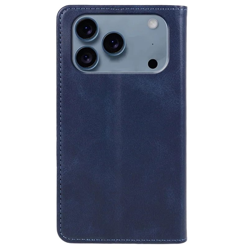 Voor iPhone 17 Pro Max hoesje met sterke magnetische sluiting van PU-leer met kalfsstructuur - Blauw