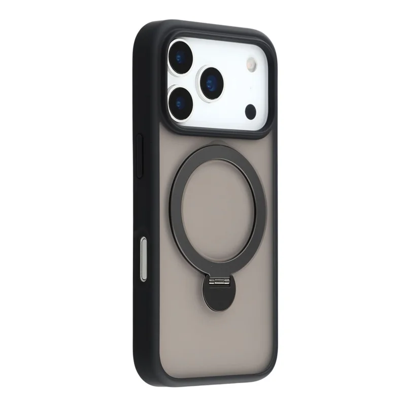 For iPhone 17 Pro Max Hoesje Draaibare Standring TPU + PC Magnetisch Telefoonhoesje - Zwart