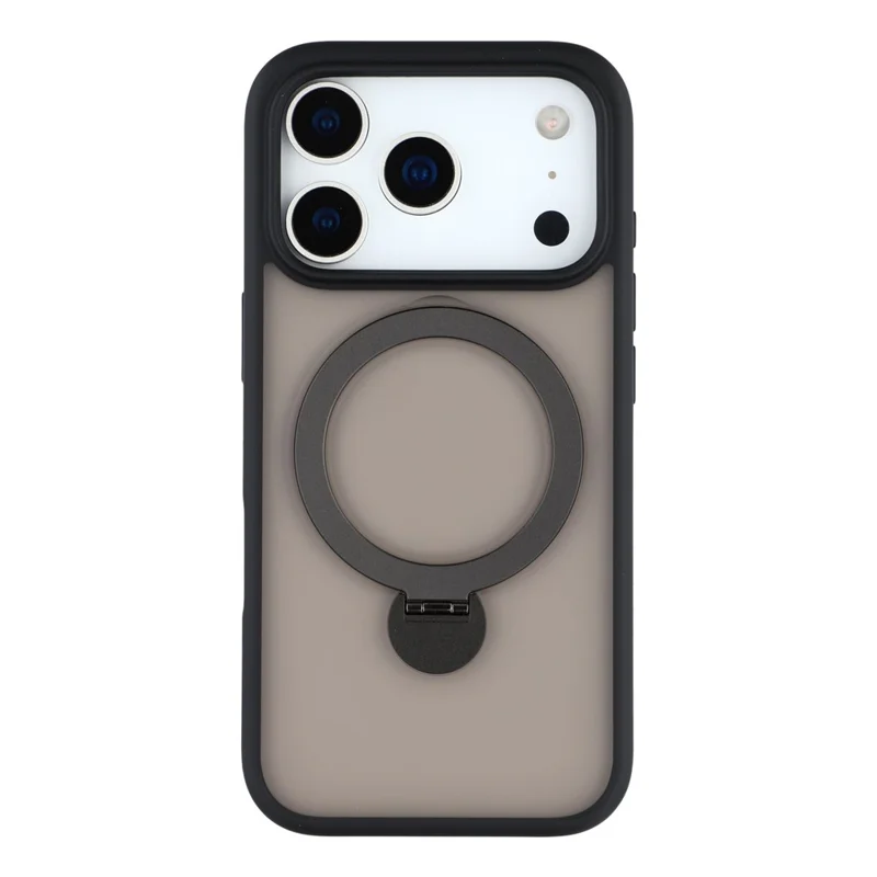 For iPhone 17 Pro Max Hoesje Draaibare Standring TPU + PC Magnetisch Telefoonhoesje - Zwart