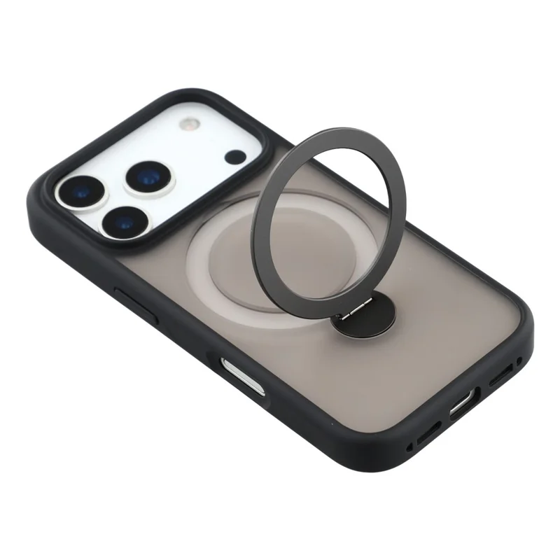 For iPhone 17 Pro Max Hoesje Draaibare Standring TPU + PC Magnetisch Telefoonhoesje - Zwart