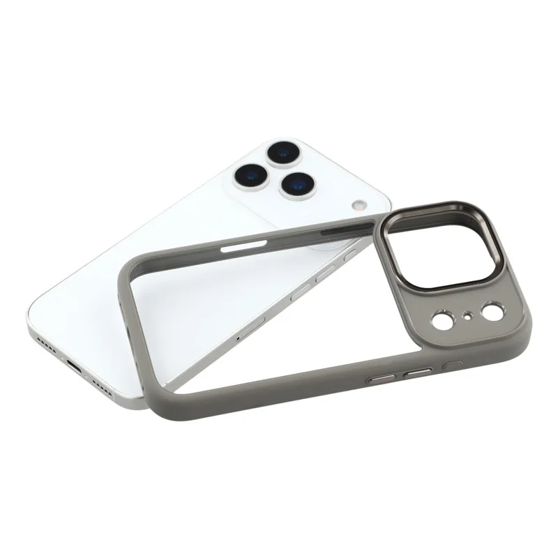FULEXIN For iPhone 17 Pro Case Anti Drop TPU + PC Crystal Clear Phone Cover - Titanium Grey