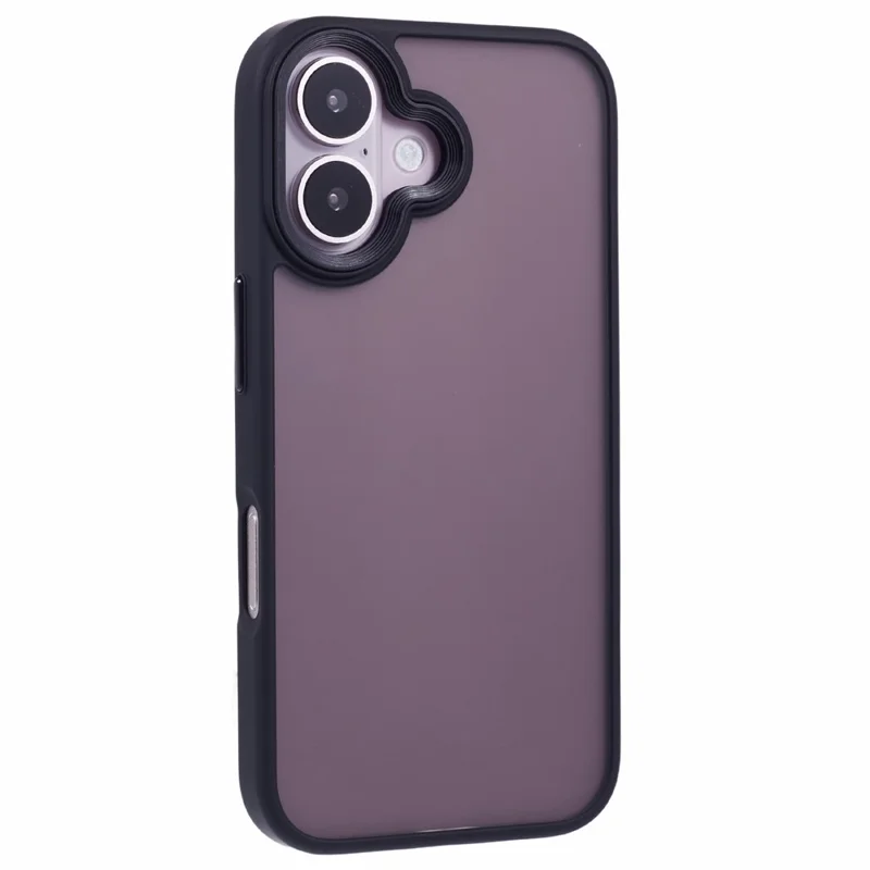 For iPhone 17 Case Shockproof TPU + PC Phone Back Cover with Metal Buttons - Black