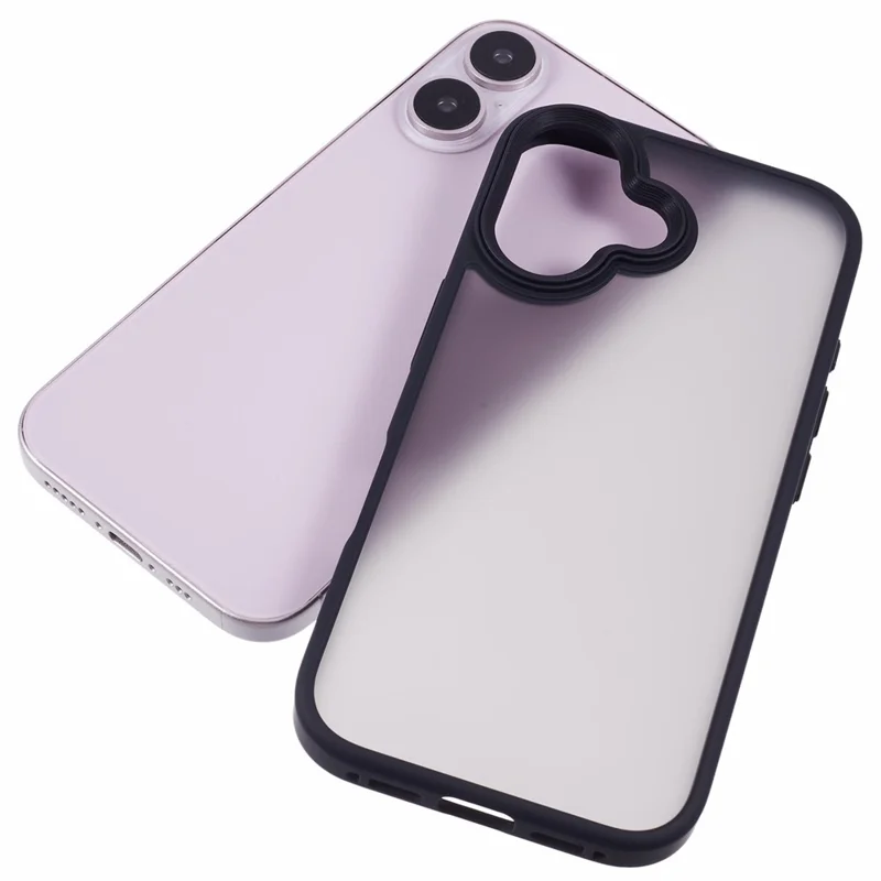 For iPhone 17 Case Shockproof TPU + PC Phone Back Cover with Metal Buttons - Black