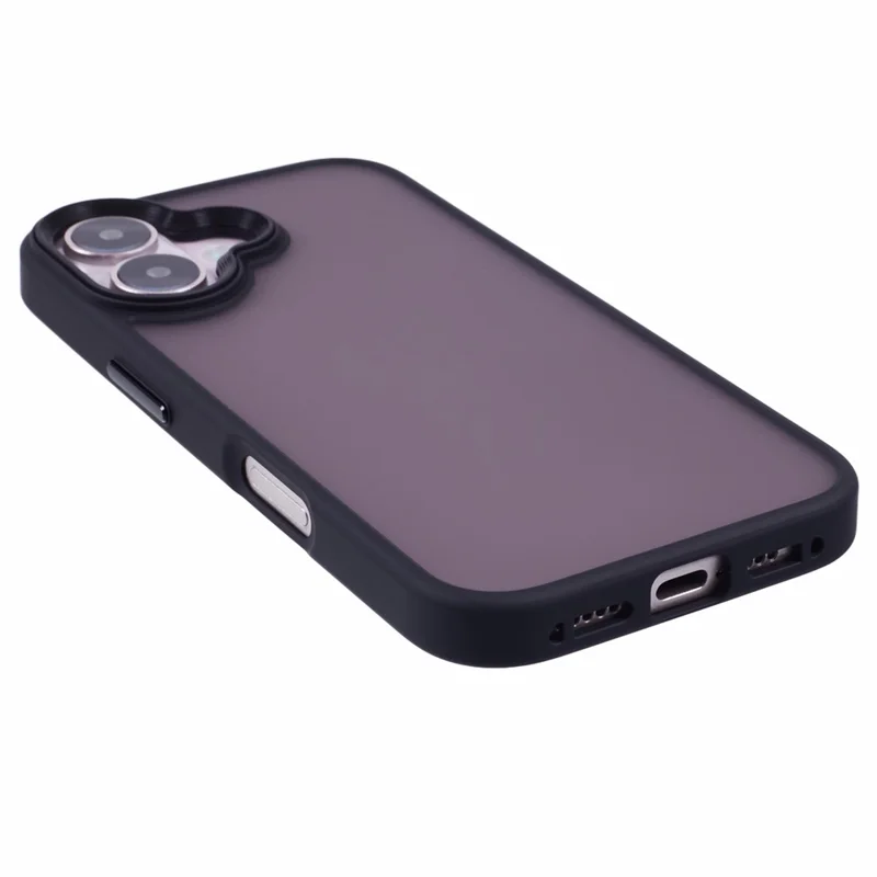 For iPhone 17 Case Shockproof TPU + PC Phone Back Cover with Metal Buttons - Black