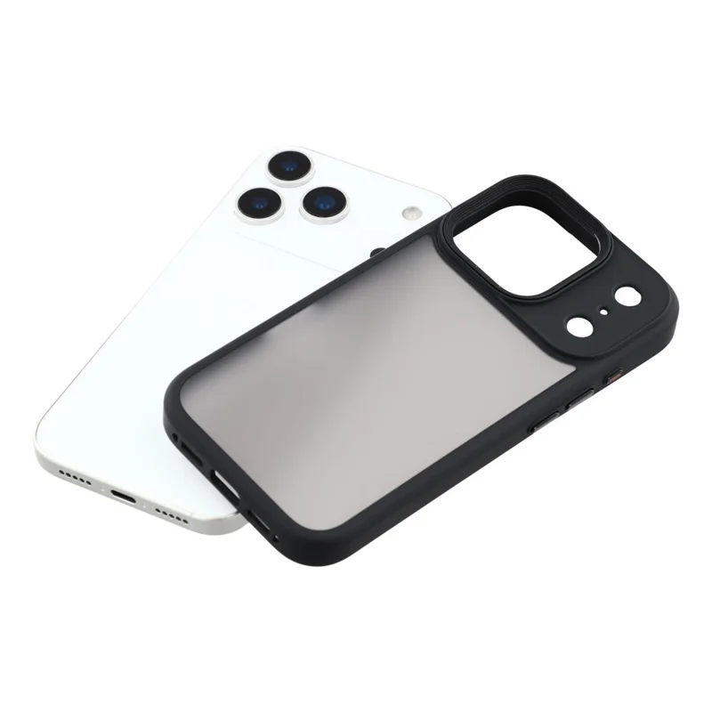 Für iPhone 17 Pro Hülle Stoßfest TPU + PC Handyrückseite mit Metallknöpfen - Schwarz